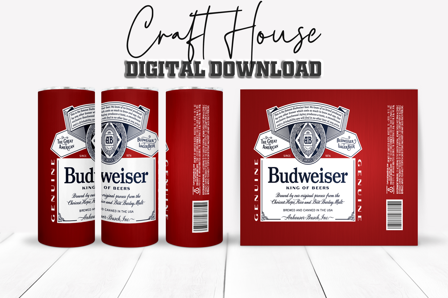 Red Beer Can - Two Design Sublimation Bundle, 20oz 30oz Skinny Straight Tumblers, Tumbler Wrap, PNG, Digital Download