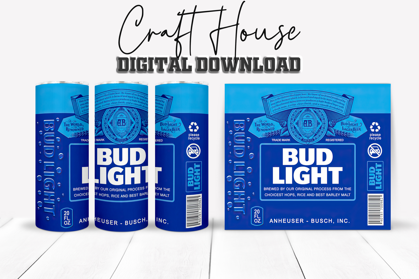 Blue Beer Can Design Bundle - 20oz/30oz Skinny Straight Sublimation Template - Digital Download