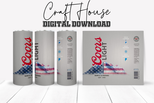 Light Beer Can - 'Merica Series - Sublimation Design Bundle – 20oz & 30oz Skinny Straight Wraps – PNG – Digital Download-The Craft House