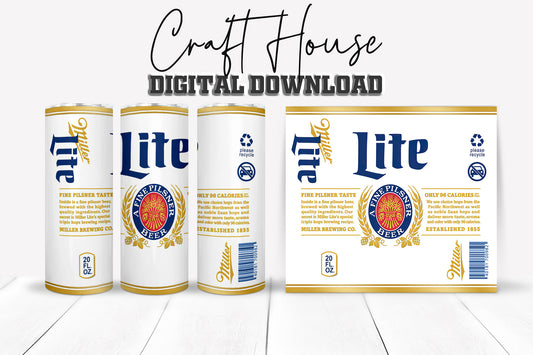 Lite Beer Can Sublimation Wrap – 20oz & 30oz Straight and Tapered Tumblers-The Craft House