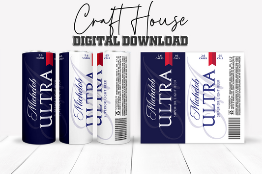 Ultra Beer Design, 20oz/30oz Skinny Straight, Template for Sublimation, Full Tumbler Wrap, PNG, Digital Download