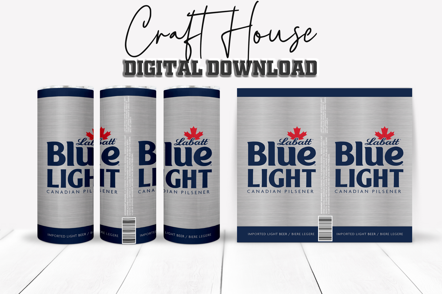 Labatt's Blue Light Can Design Bundle, 20oz / 30oz Skinny Straight, Sublimation, Full Tumbler Wrap, JPG, PNG,  Digital Download