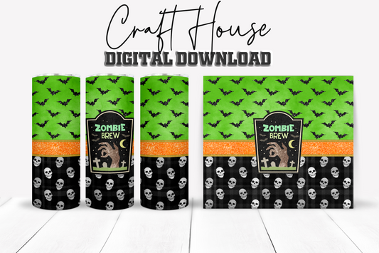 Zombie Brew Tumbler Bundle - 20oz-30oz Skinny Straight / Tapered, Sublimation Template, Full Wrap, Digital Download, Halloween, PNG, JPG