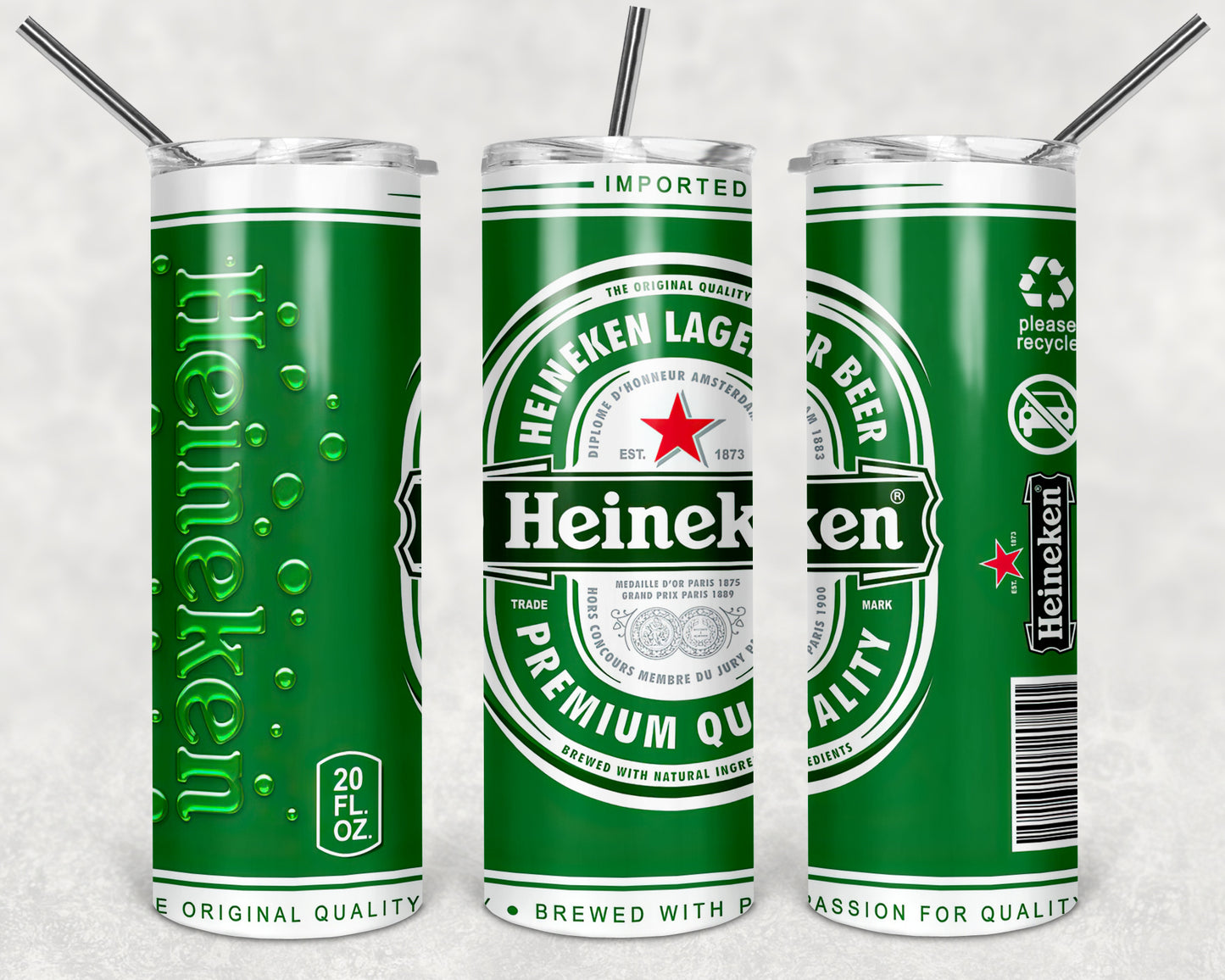 Heineken Design Bundle, 20oz-30oz Skinny Straight / Tapered, Sublimation Template, Full Wrap, Digital Download, PNG